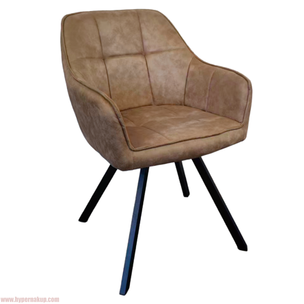 Otočné jedálenské kreslo, sivohnedá látka s efektom brúsenej kože, SAMANTA