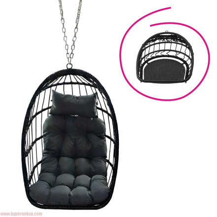 Závesné kreslo, skladacie, čierna, NOBELO