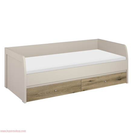 Posteľ, 90x200, kašmír/dub evoke, KAROS 2S