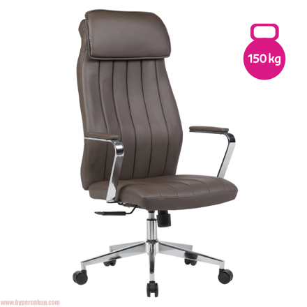 Kancelárske kreslo, sivohnedá ekokoža/chróm, nosnosť 150 kg, ELADIO