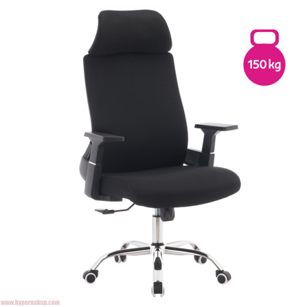 Kancelárske kreslo, čierna/chróm, HOLGER