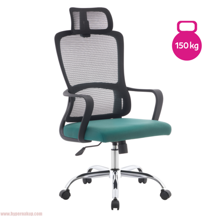 Kancelárske kreslo, čierna/zelená/chróm, RANDY