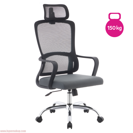 Kancelárske kreslo, čierna/sivá/chróm, RANDY
