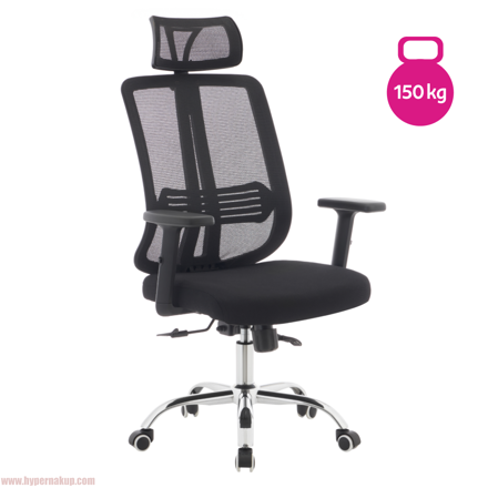 Kancelárske kreslo, čierna/chróm, DUVAL