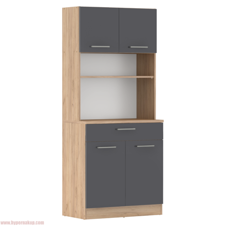 Štvordverový kredenc, dub artisan/grafit, DOMIS NEW Štvordverový kredenc, dub artisan/grafit, DOMIS NEW