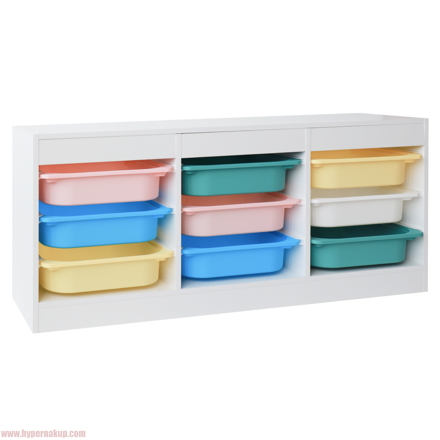 Organizér s úložnými boxami, biela/mix farieb, TRIMAL NEW