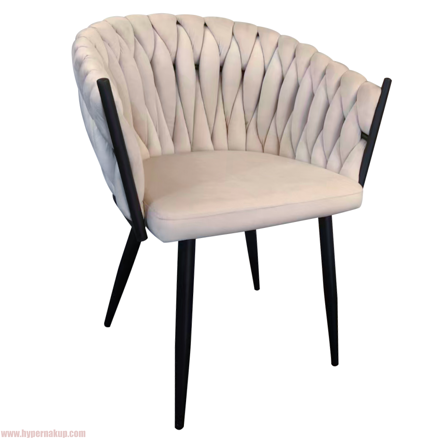 Jedálenské kreslo, svetlobéžová Velvet látka/čierna, BLER