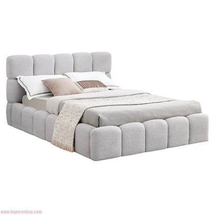 Posteľ s kovovým roštom a úložným priestorom, 140x200, sivá, SORELA