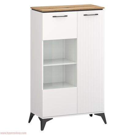 Nízka vitrína, biela/dub evoke, VELIS 1D1W