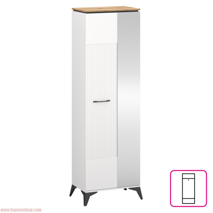 Skriňa so zrkadlom, biela/dub evoke, VELIS 1D/40