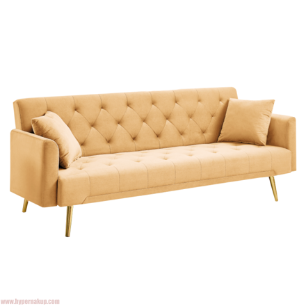 Rozkladacia pohovka, horčicová/gold chróm-zlatý, ALISIA