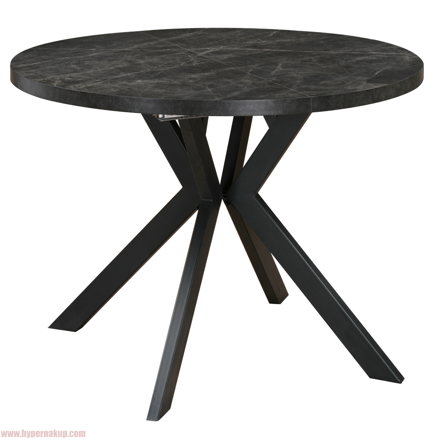 Jedálenský rozkladací stôl, betón tmavý/čierna, 100-250x75,5 cm, LUKOS