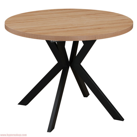 Jedálenský rozkladací stôl, dub svetlý/čierna, 100-250x75,5 cm, LUKOS