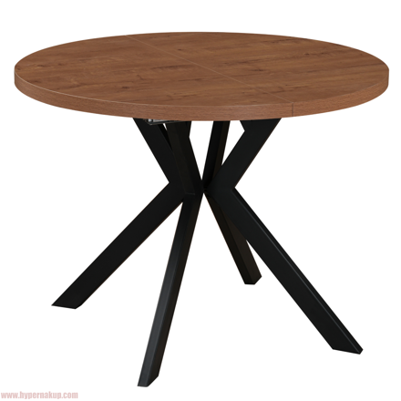 Jedálenský rozkladací stôl, dub tmavý/čierna, 100-250x75,5 cm, LUKOS