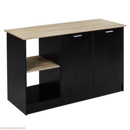 Kuchynský ostrovček, 150x60 cm, dub/čierna, POMPEJ