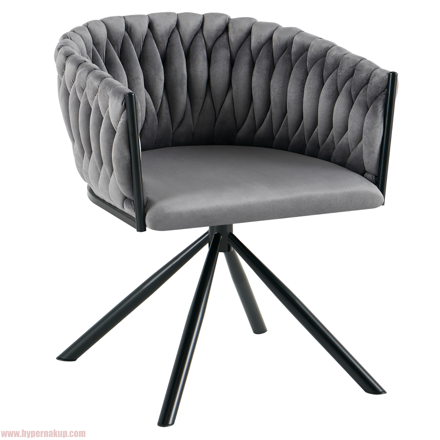 Otočné jedálenské kreslo, sivá Velvet látka/čierna, ZALA