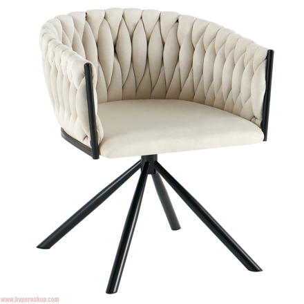 Otočné jedálenské kreslo, béžová Velvet látka/čierna, ZALA