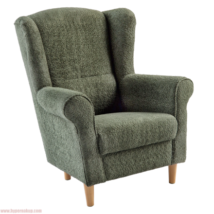 Kreslo ušiak, zelená látka Coral, CHARLOT