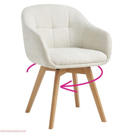 Otočné jedálenské kreslo, krémová/buk, DIMER