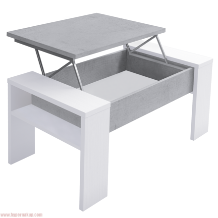 Konferenčný stolík, biela/betón, PULA