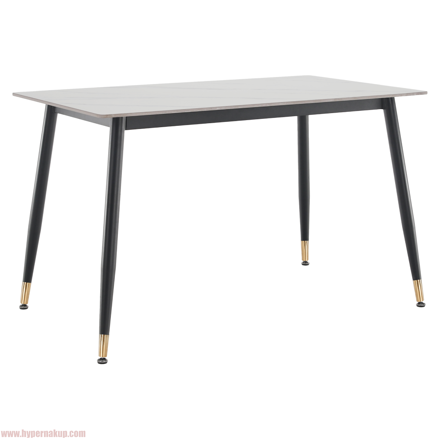 Jedálenský stôl, biely mramor/čierna/zlatá, 121x71 cm, FLORENC TYP 1