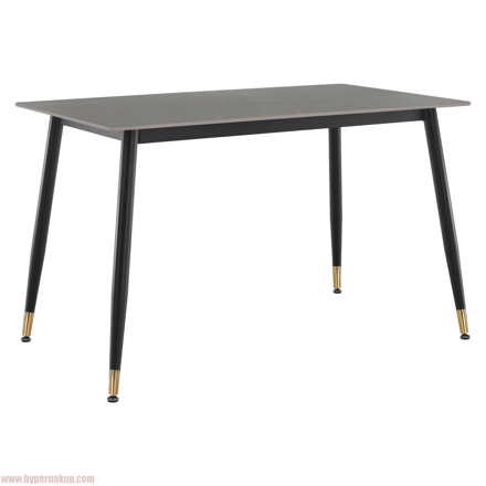 Jedálenský stôl, sivý mramor/čierna/zlatá, 121x71 cm, FLORENC TYP 1