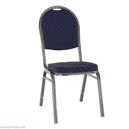 Stolička, stohovateľná, látka tmavo modrá/sivý rám, JEFF 2 NEW