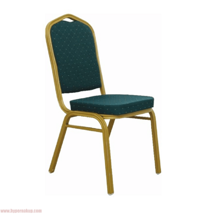 Stolička, stohovateľná, látka zelená/matný zlatý rám, ZINA 2 NEW