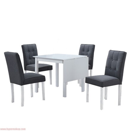 Jedálenský set s rozkladacím stolom, biela/sivá, BJORK 1+4