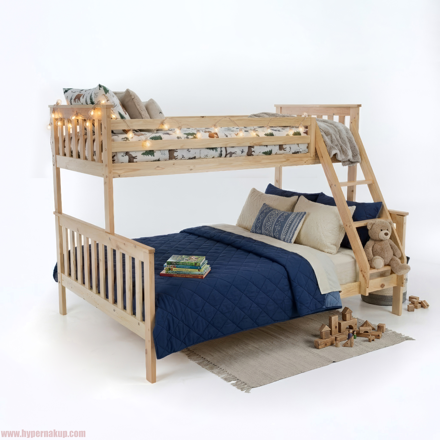 Poschodová rozložiteľná posteľ, prírodná borovica, LUINI
