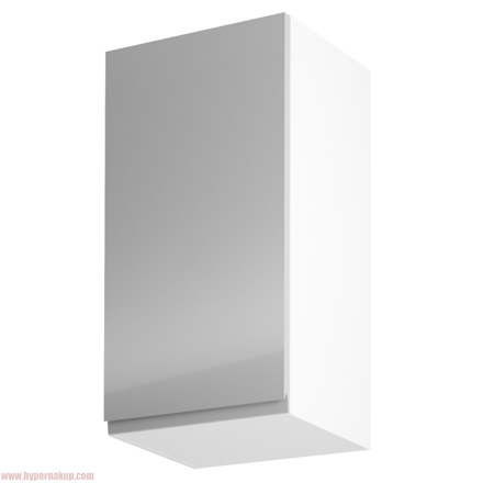 Horná skrinka, biela/sivý extra vysoký lesk, ľavá, AURORA G40