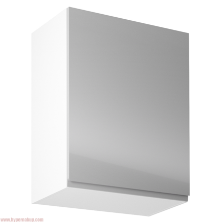 Horná skrinka, biela/sivý extra vysoký lesk, pravá, AURORA G601F