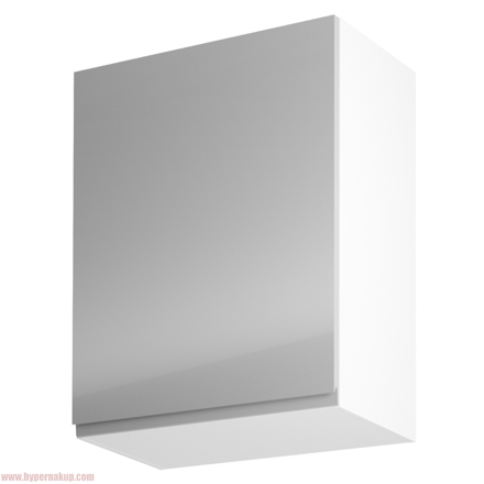 Horná skrinka, biela/sivý extra vysoký lesk, ľavá, AURORA G601F