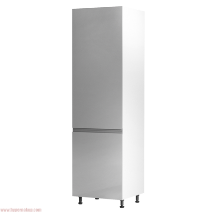 Potravinová skrinka, biela/sivá extra vysoký lesk, ľavá, AURORA D60R