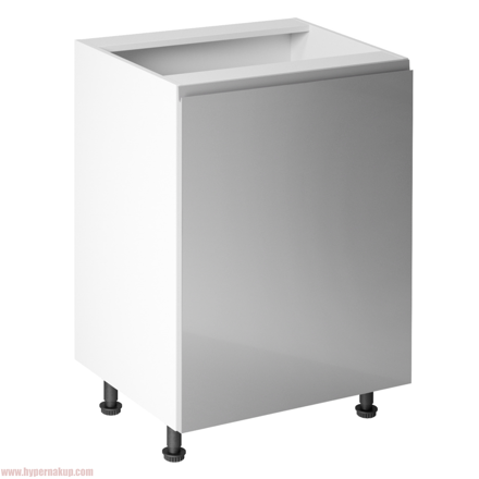 Spodná skrinka, biela/sivá extra vysoký lesk, pravá, AURORA D601F