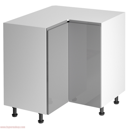 Spodná rohová skrinka, biela/sivá extra vysoký lesk, AURORA D90N