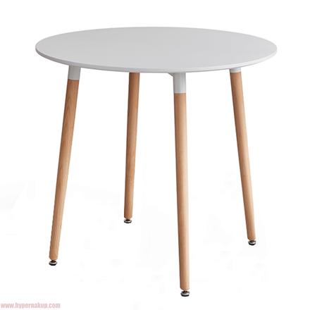 Jedálenský stôl, biela/buk, priemer 80 cm, ELCAN NEW TYP 2
