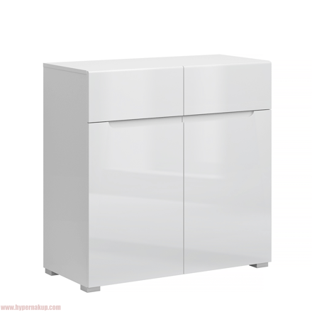 Komoda 2D2S, biela/biely extra vysoký lesk HG, JOLK