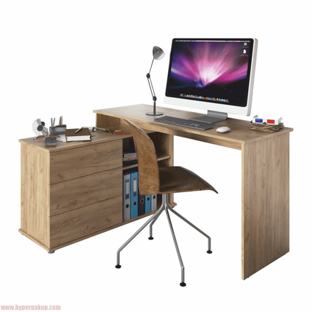 Univerzálny rohový PC stôl, dub artisan, TERINO