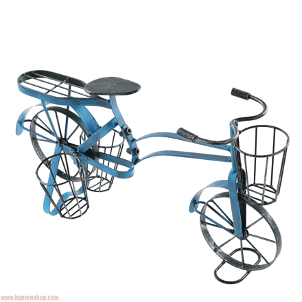 RETRO kvetináč v tvare bicykla, čierna/modrá, ALBO