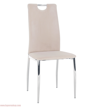 Jedálenská stolička, béžová Dulux Velvet látka/chróm, OLIVA NEW