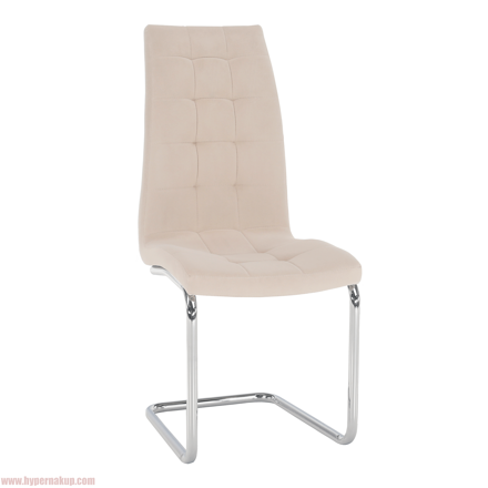 Jedálenská stolička, béžová Dulux Velvet látka/chróm, SALOMA NEW