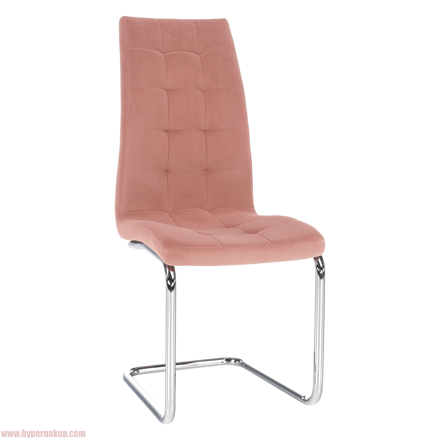 Jedálenská stolička, ružová Velvet látka/chróm, SALOMA NEW
