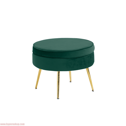 Luxusný taburet, smaragdová Velvet látka/chróm zlatý, Art-deco, NOBLIN TYP 1