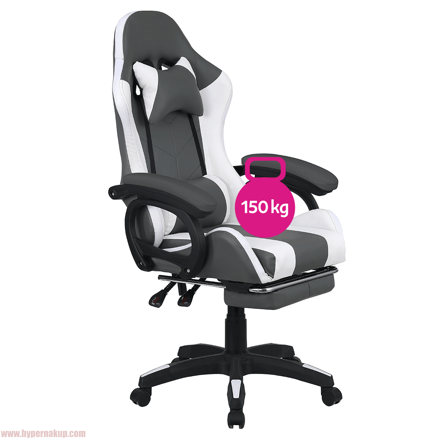 Kancelárske/herné kreslo s RGB LED podsvietením, čierna/biela, JOVELA