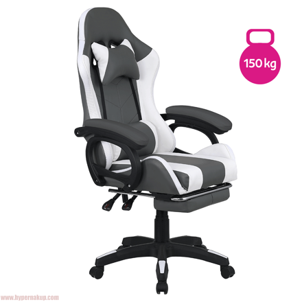 Kancelárske/herné kreslo s RGB LED podsvietením, čierna/biela, JOVELA