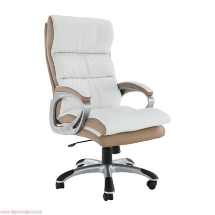 Kancelárske kreslo, ekokoža PU bielo-hnedá, KOLO CH137020
