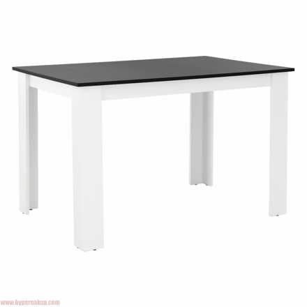 Jedálenský stôl 120x80, DTD laminovaná/ABS hrany, Biela/Čierna, KRAZ