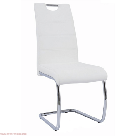 Jedálenská stolička, ekokoža biela/chróm, ABIRA NEW