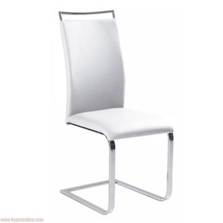 Jedálenská stolička, ekokoža biela/chróm, BARNA NEW